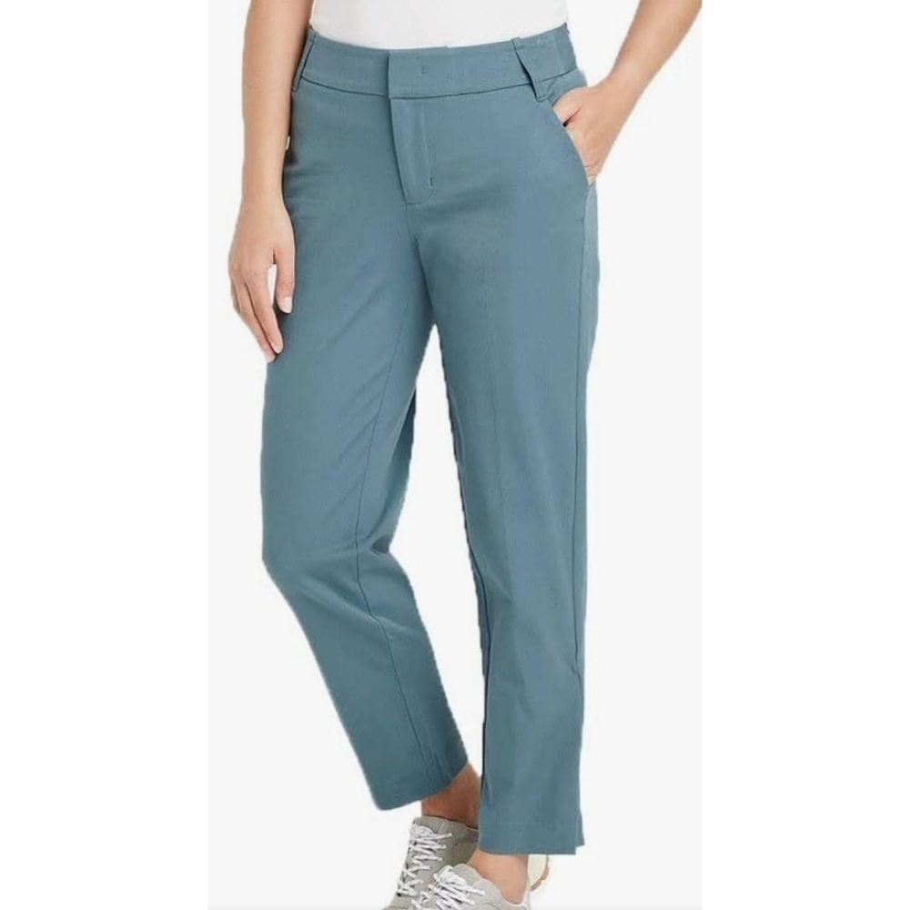 A New Day Mid Rise Slim Straight Side Split Trousers  Blue Size 16